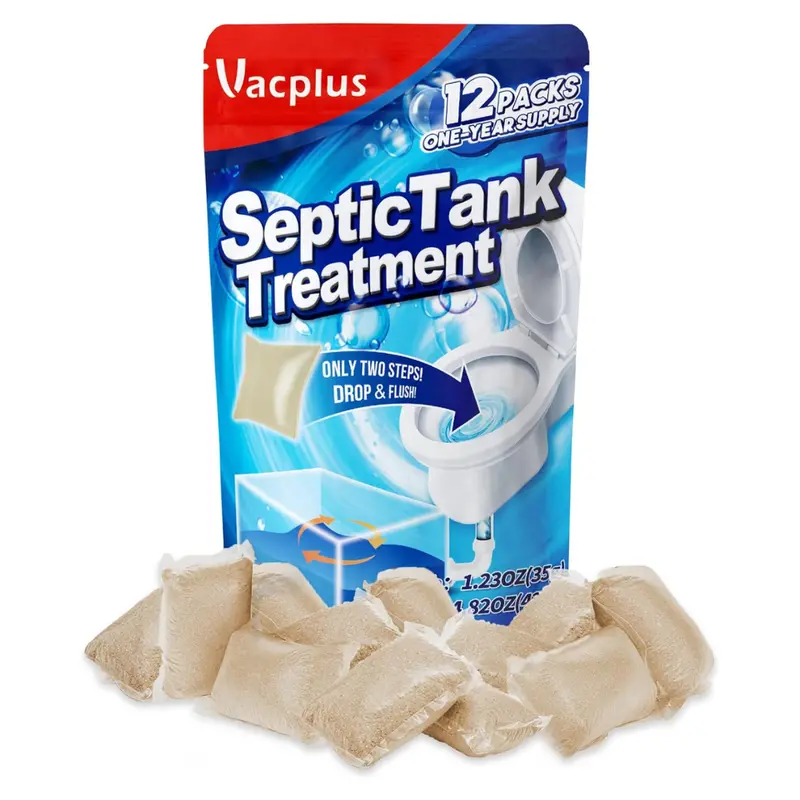 Vacplus Septic Tank Treatment 12 Dissolvable Packs (1-Year Supply) 1