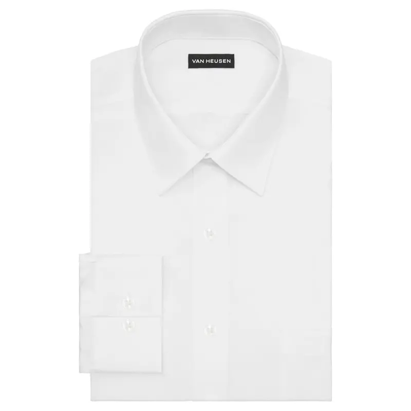 Van Heusen Men's Fitted Poplin Solid Dress Shirt 1