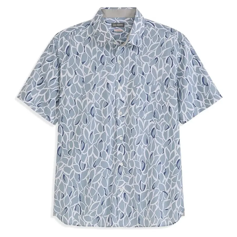 Van Heusen Men's Wrinkle Free Short Sleeve Button Down Check Shirt 1