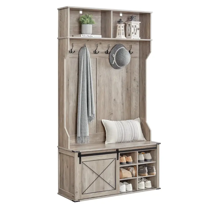 Vasagle Entryway Coat Rack With Shoe Bench 1