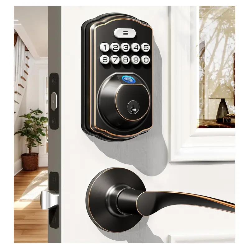 Veise Fingerprint Door Lock With 2 Lever Handles 1