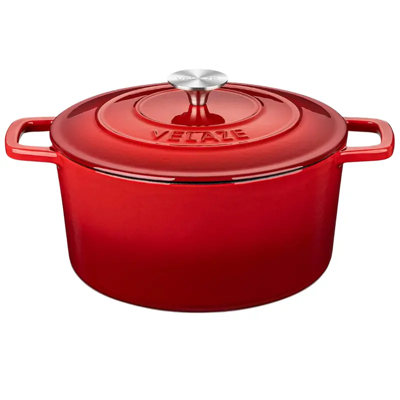 Velaze 6 Qt Enameled Cast Iron Dutch Oven With Lid & Dual Handles 1
