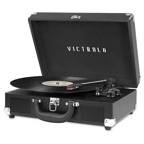 Victrola Vintage Bluetooth Portable Suitcase Record Player With Built-In Speakers 1