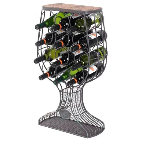 Vintage Wooden Wine Rack With Glass & Cork Holder 1