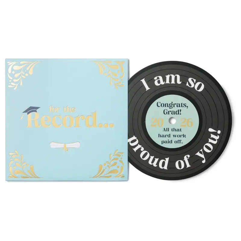 Vinyl Record Style Retro Music-Themed Graduation Card 1
