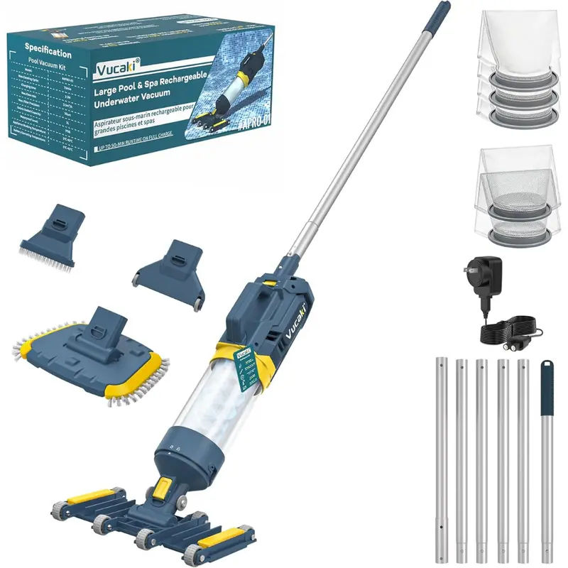 Vucaki 5-In-1 Handheld Pool Vacuum With 10.8Ft Telescopic Pole 1