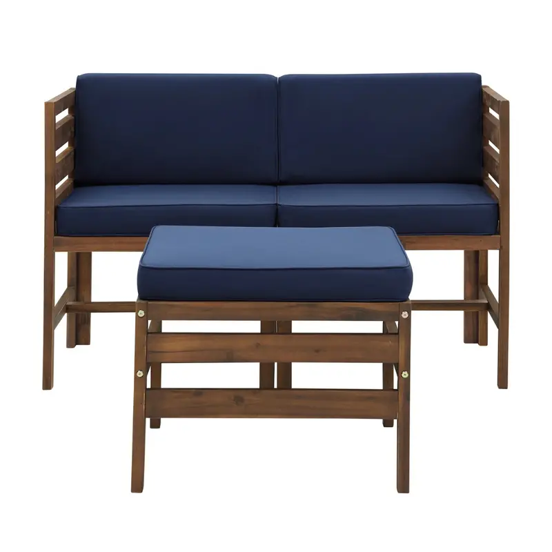 Walker Edison Modern Acacia Modular Patio Sofa Set 1