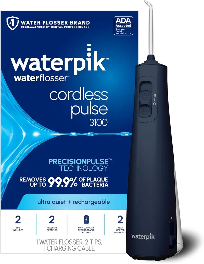 Waterpik Cordless Pulse Rechargeable Portable Water Flosser For Teeth (Blue) 1