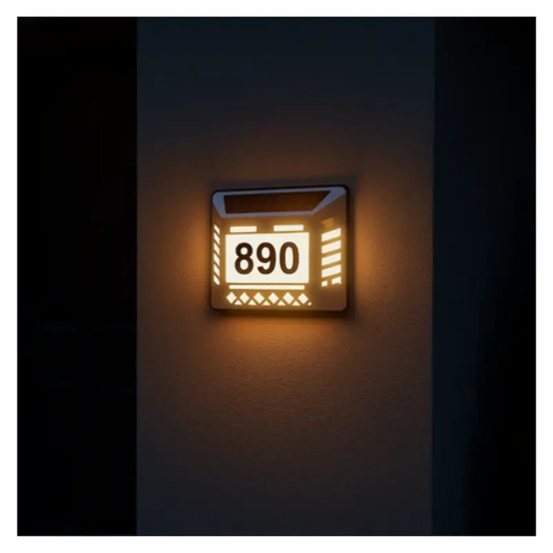 Waterproof House Number Plaque Solar Led Address Sign 1