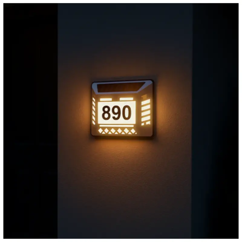 Waterproof House Number Plaque Solar Led Address Sign 1