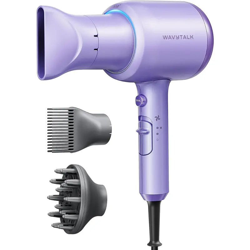 Wavytalk 1875W Ionic Blow Dryer W/ Diffuser, Comb & Nozzle 1