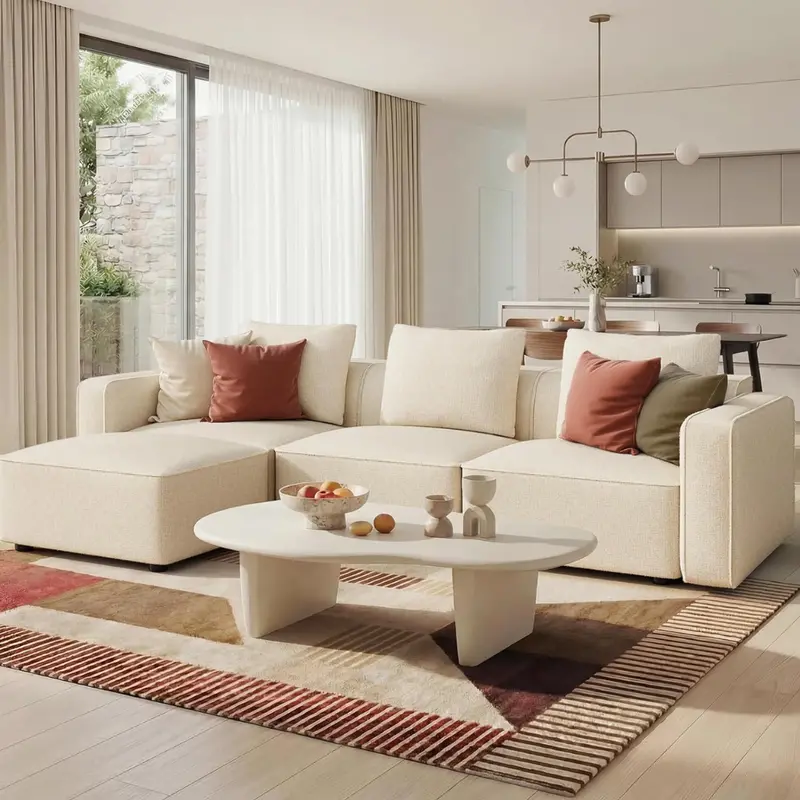 Welzona 103" Modular Sectional Cloud Couch Sofa With Ottoman 1