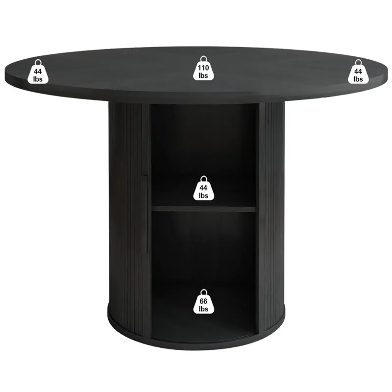 Weselon 47" Round Dining Table W/ 2-Layer Storage Shelf 1