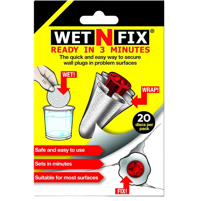 Wetnfix (20 Discs) Fixing Wall Plugs Fast No Need To Fill Or Redrill 1