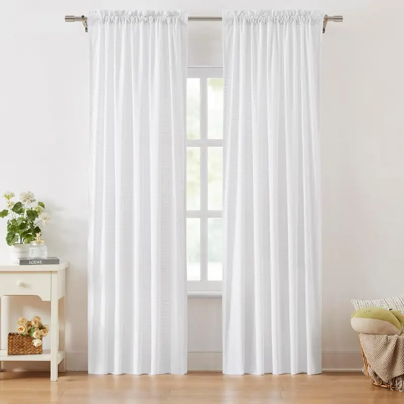 White Buffalo Plaid Curtain Panels 84 Inches (Pack Of 2) 1