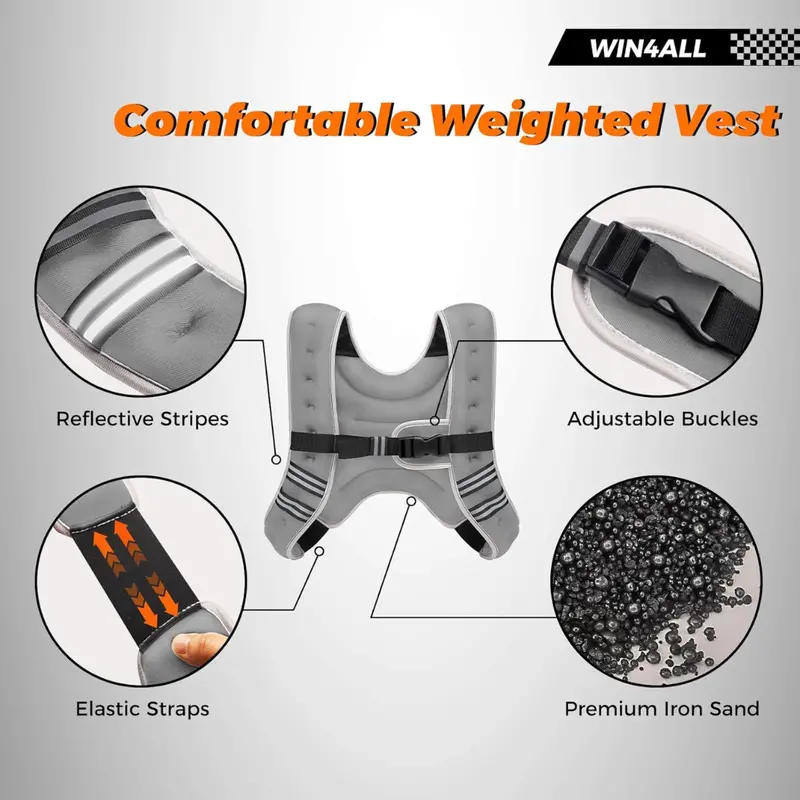 Win4all Adjustable Women Weight Vest, 8Lbs (Grey) 1