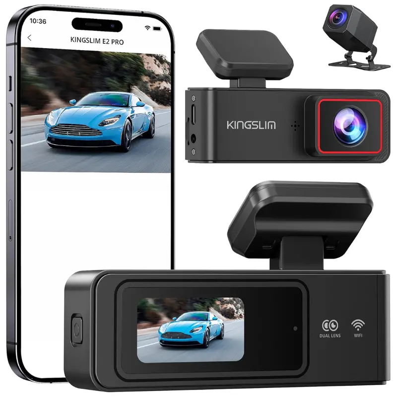 Wireless Wifi 2K Front & Rear Dash Cam With 64Gb Sd Card 1