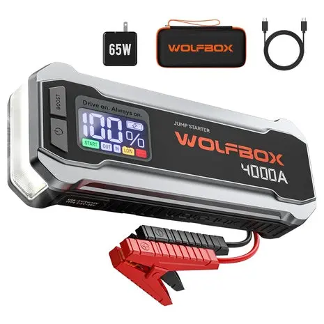 Wolfbox 4000A 12V 24000Mah Portable Car Jump Starter With 65W Quick Charger 1