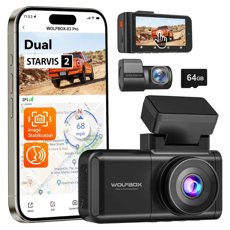 Wolfbox X3 Pro 1440P Front & Rear Dash Camera 1
