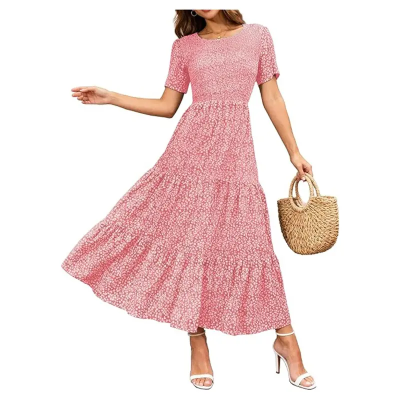 Women's Casual Crew Neck Flowy Maxi Dress 1