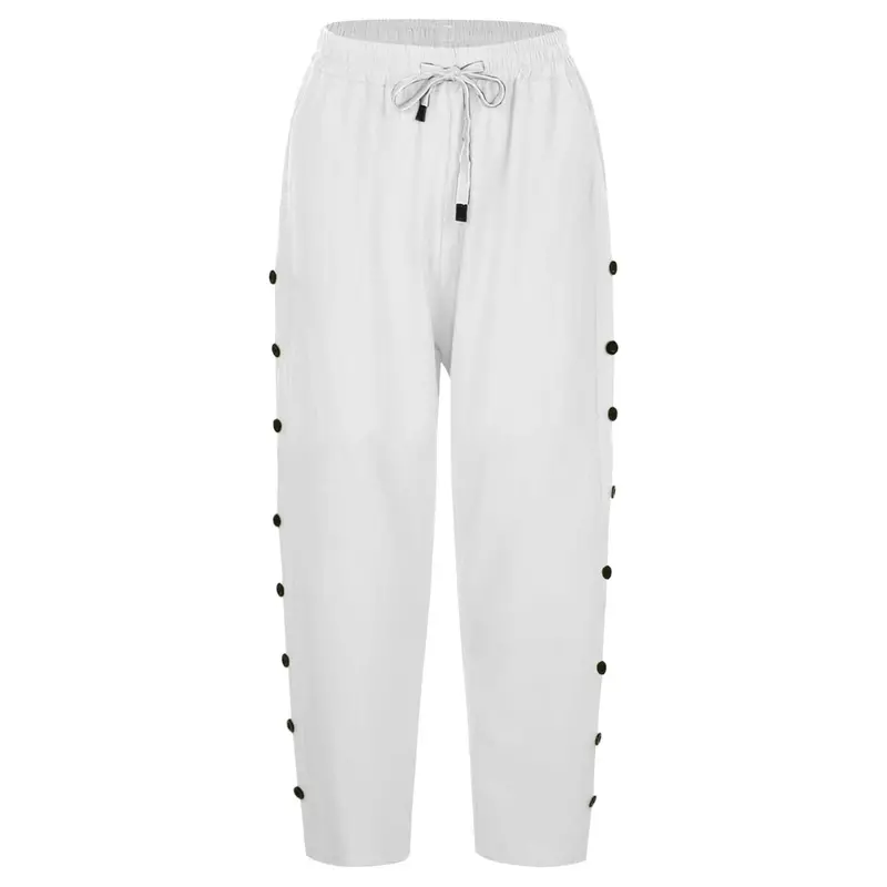 Women's Casual Linen Capri Pants With Pockets 1