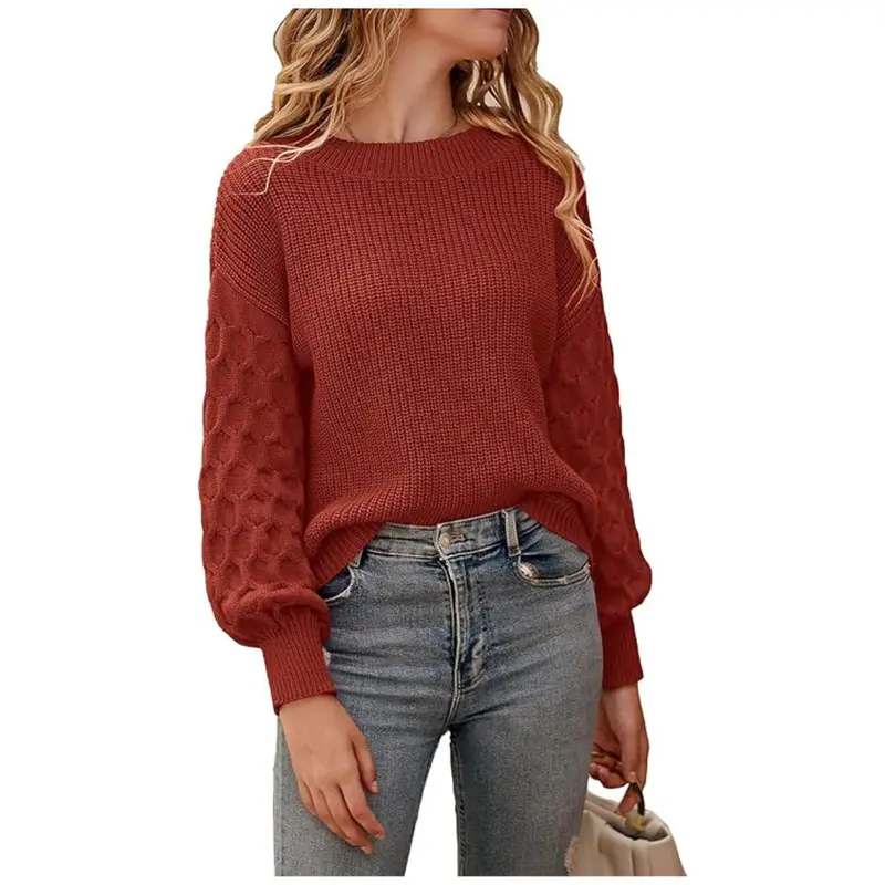 Women's Casual Long Sleeve Loose Chunky Knit Pullover Sweater 1