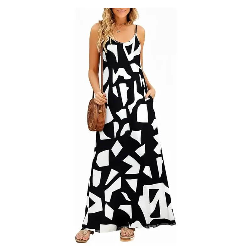Women's Casual V-Neck Sleeveless Summer Maxi Dresses 1