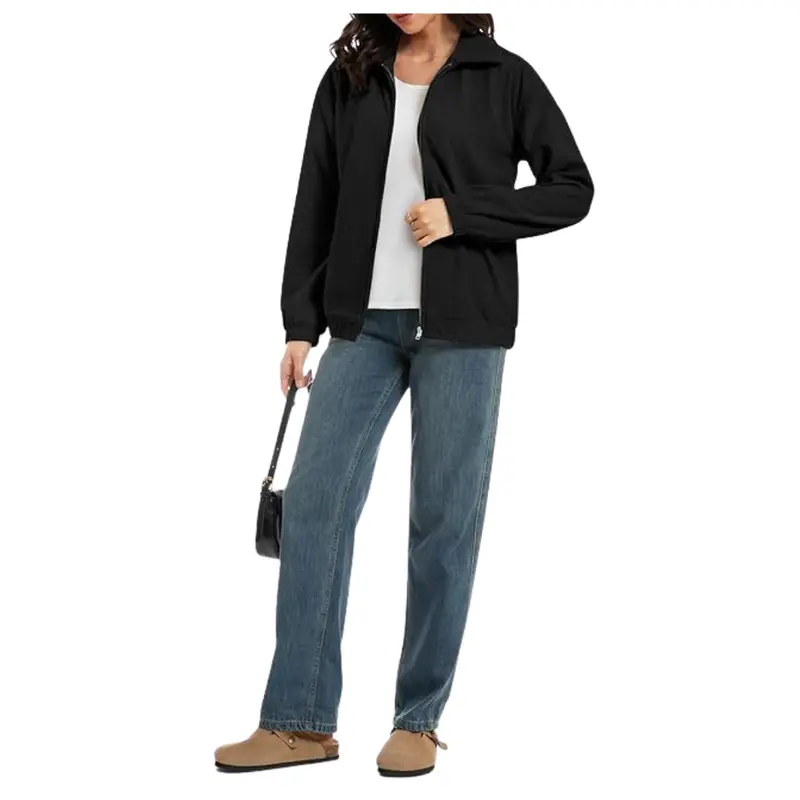 Women's Casual Zip Up Lapel Coat 1