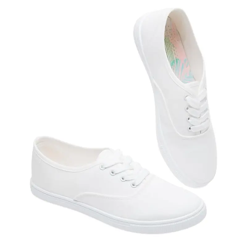 Womens Classic White Low-Top Canvas Sneakers 1