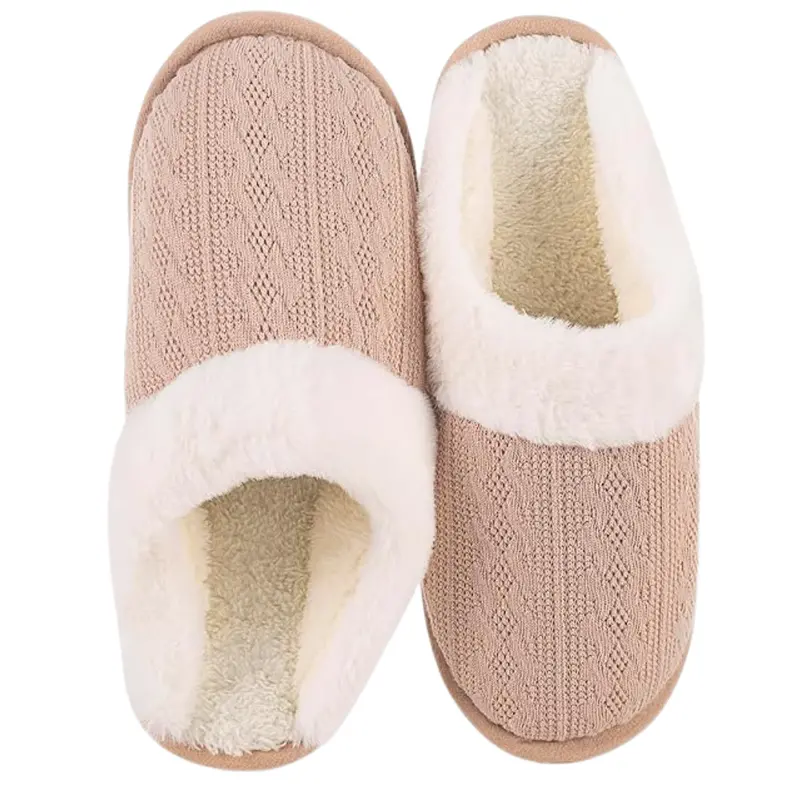 Women's Cozy Knit Slippers With Faux Fur (Various) 1