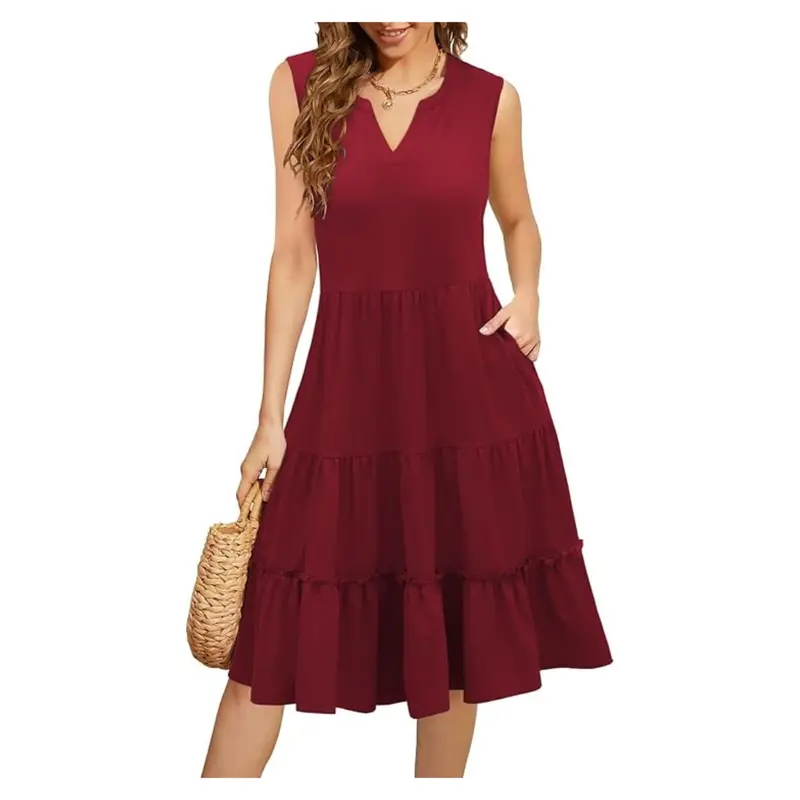 Women's Elegant Sleeveless Boho Midi Sun Dress (Various) 1