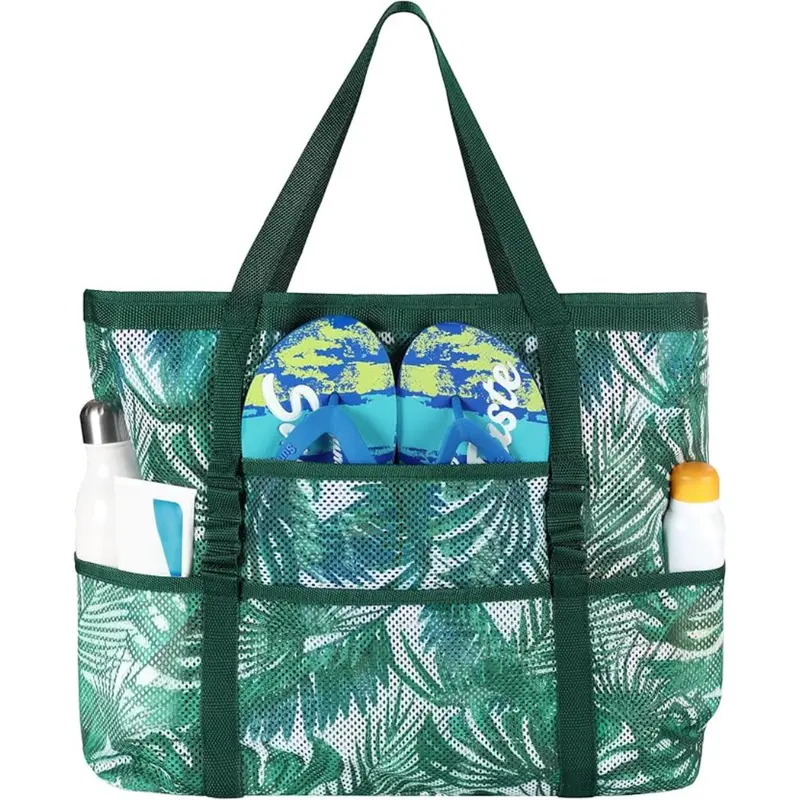 Women's Extra Large Mesh Beach Bag With 9 Pockets 1
