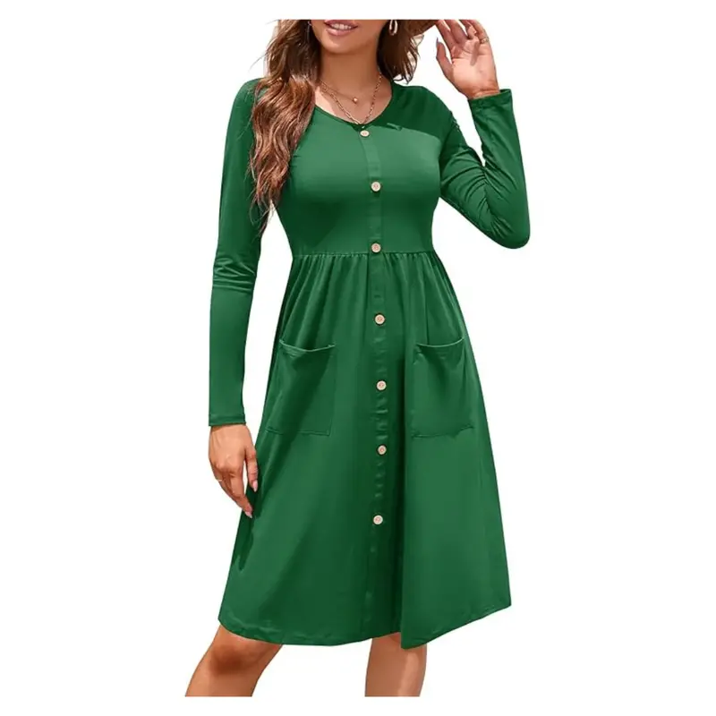 Women's Fall Long Sleeve Midi Dresses (Various) 1