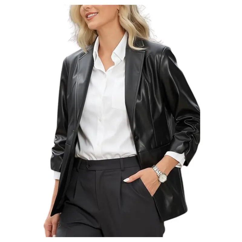 Women's Faux Leather Blazer Jacket (Various) 1