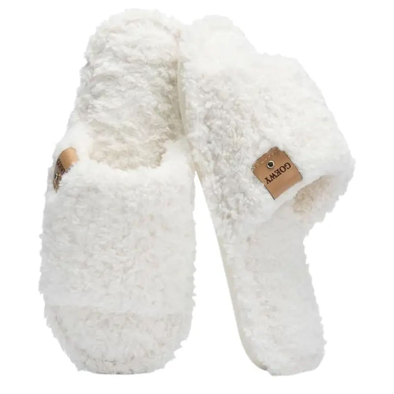 Women's Fuzzy Open Toe Memory Foam Slippers 1