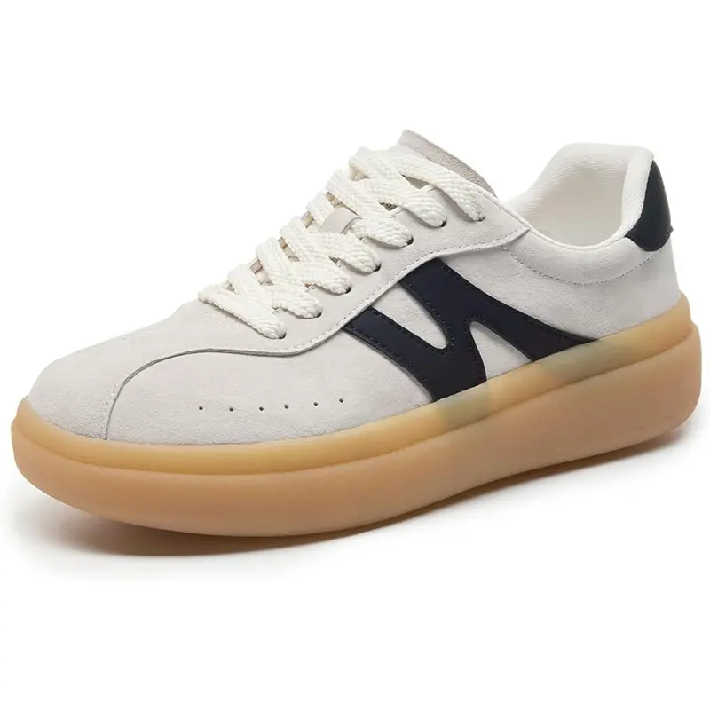 Women's Genuine Leather Suede Upper Non-Slip Tennis Walking Sneakers 1