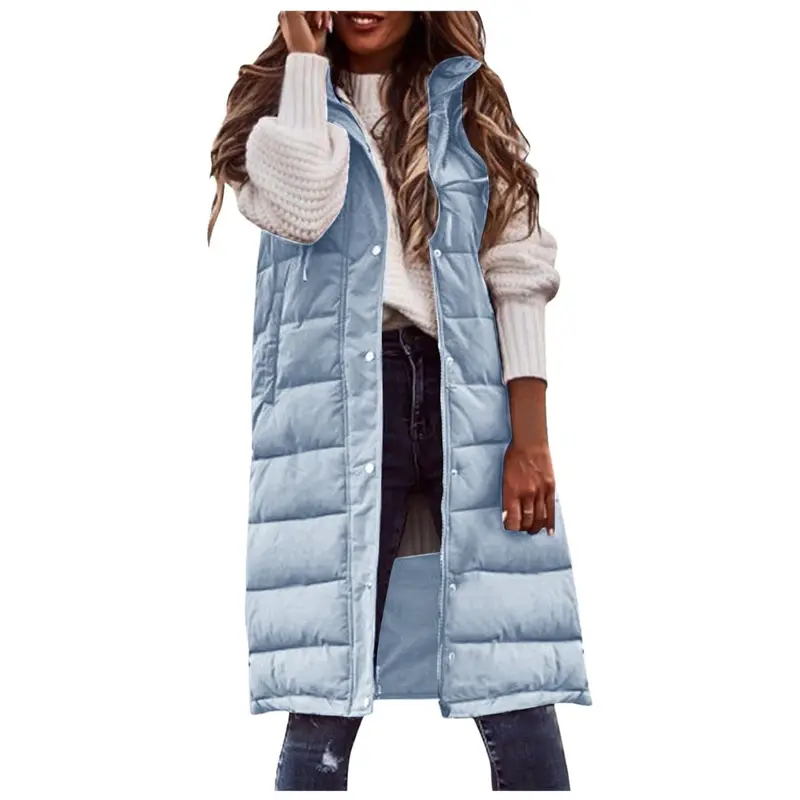 Women's Lightweight Long Sleeveless Quilted Puffer Jacket 1