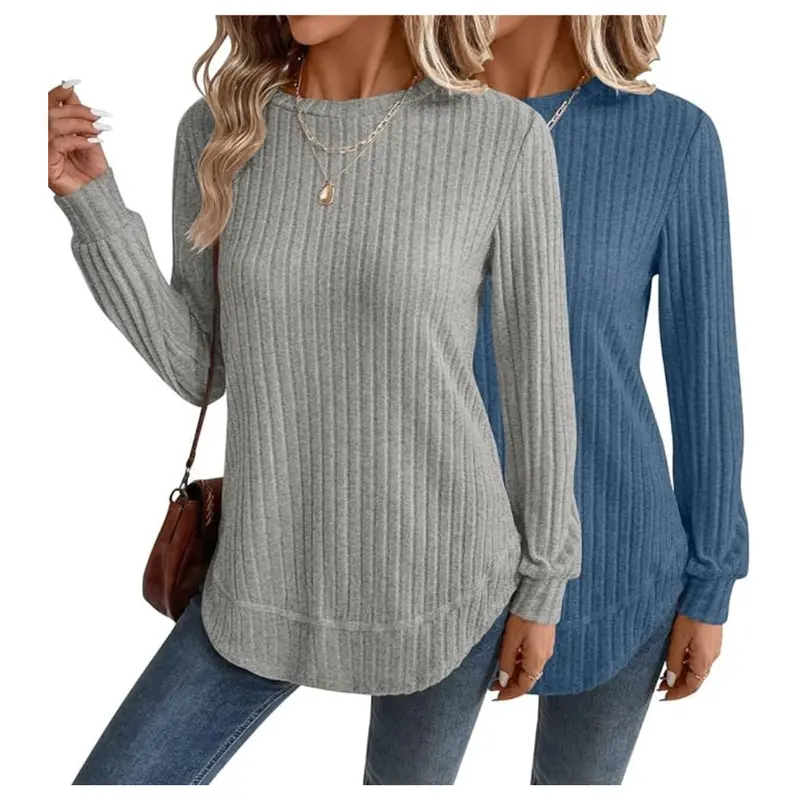 Women's Long Sleeve Crewneck Tunic Sweater Tops (Various) 1