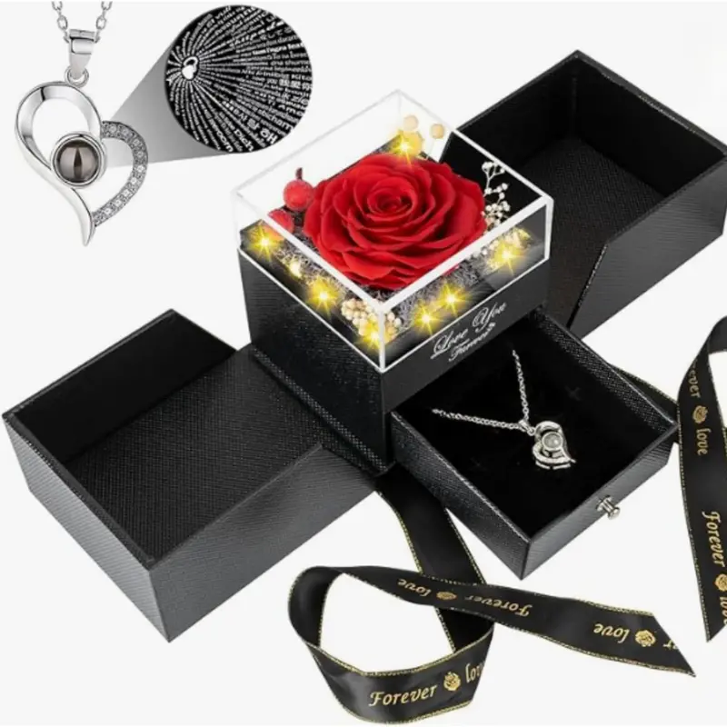 Women's Preserved Rose With Necklace 1