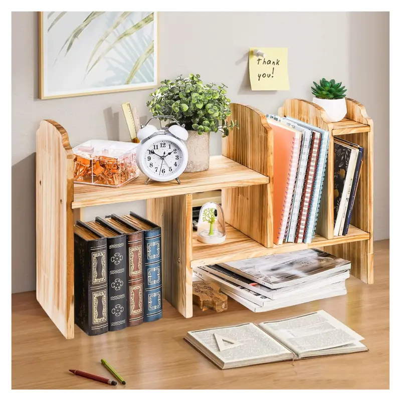 Wooden Adjustable Desktop Storage Bookshelf 1