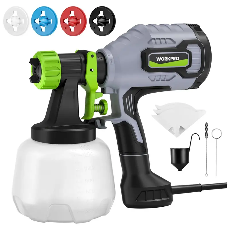 Workpro 600W Hvlp Paint Sprayer With 4 Nozzles & 44Oz Cup 1