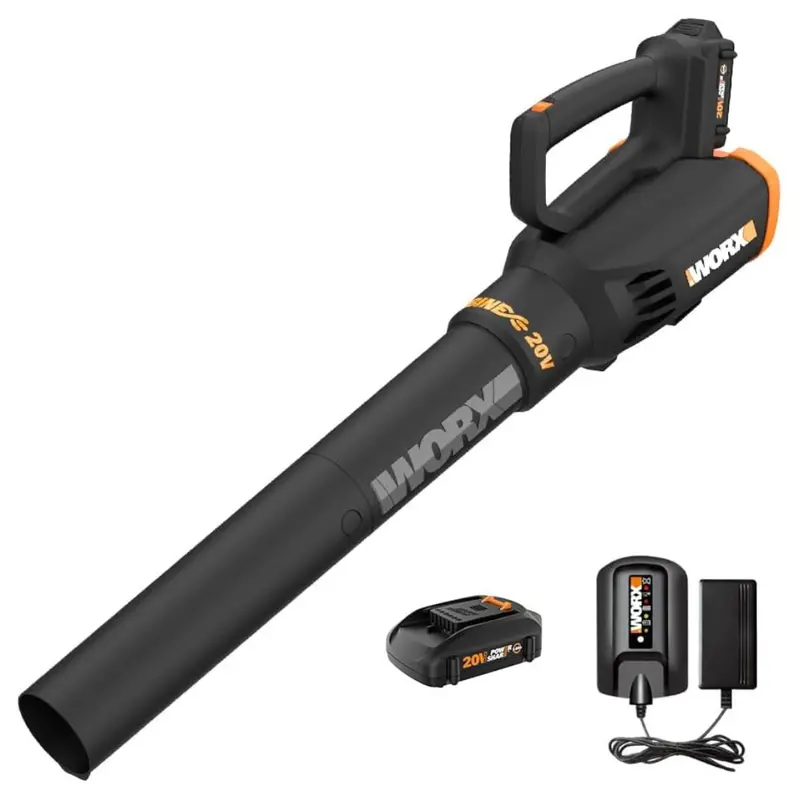 Worx 20V 360 Cfm 75 Mph Cordless Turbine Leaf Blower W/ Battery & Charger 1