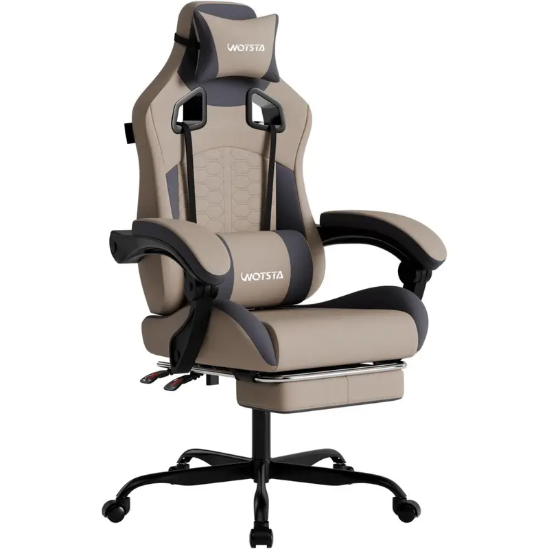 Wotsta Ergonomic Pc Gaming Chair With Footrest Headrest & Lumbar Support 1