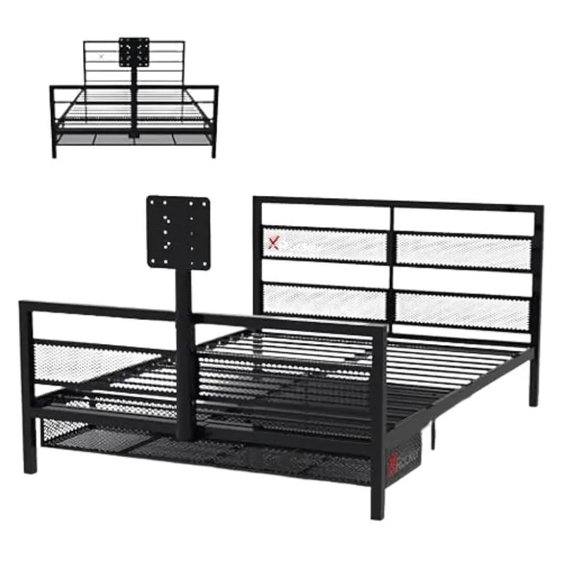 X Rocker Basecamp Full Size Metal Frame Bed With Rotating Tv Mount 1