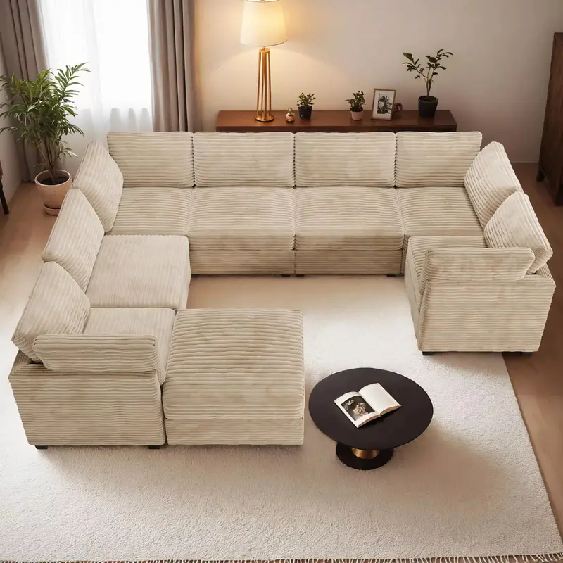 Xizzi 8-Piece U-Shaped Deep Seat Cloud Couch With Chaise Ottoman 1