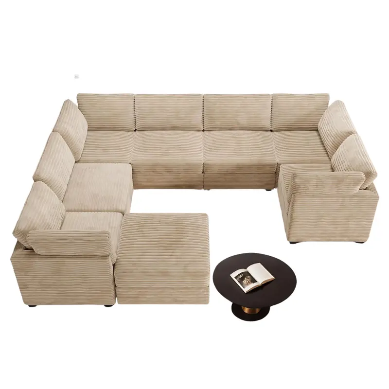 Xizzi 8-Piece U-Shaped Deep Seat Cloud Couch With Chaise Ottoman 1
