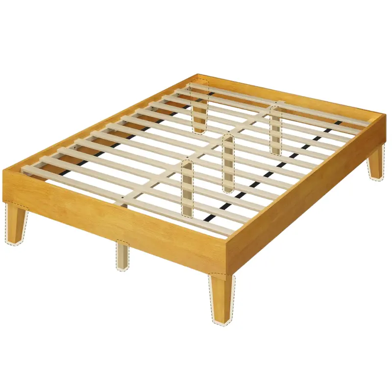 Yaheetech Full Size Natural Solid Wood Platform Bed Frame 1