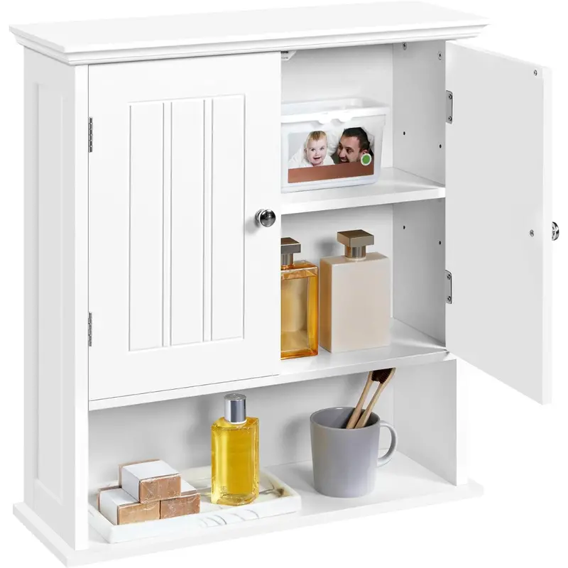 Yaheetech Wall Cabinet With 2 Doors And Open Compartment 1