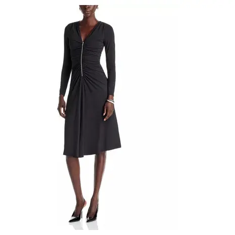 Zip Front Ruched Midi Dress 1