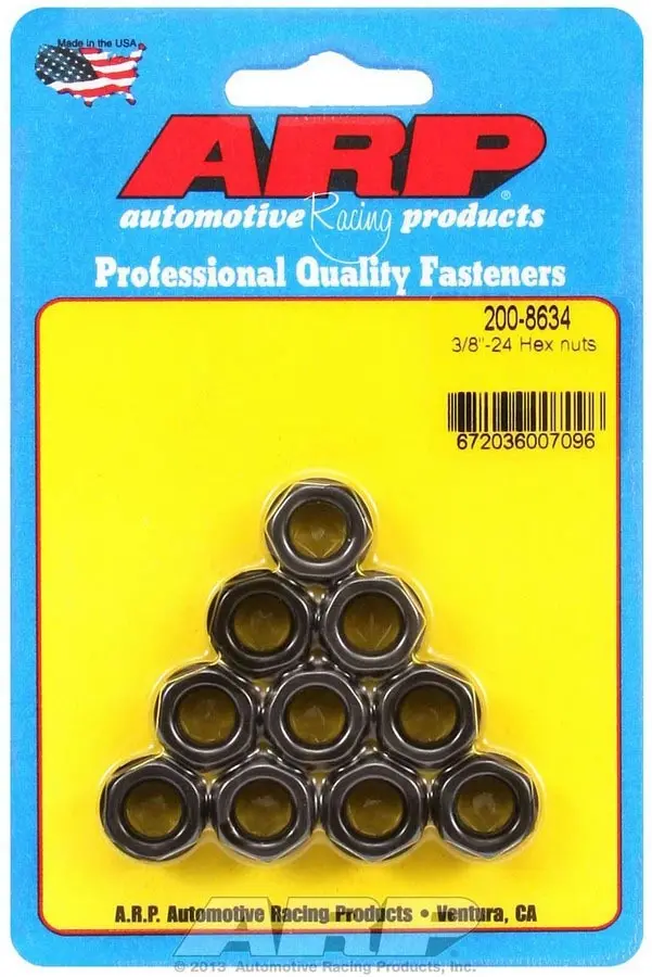 Arp 200-8634 Heavy-Duty Hex Nuts – 3/8"-24 Thread, Pack Of 10 1